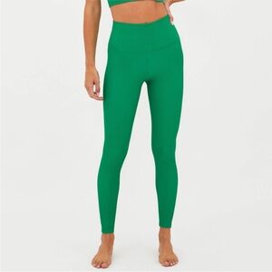 Beach Riot Ayla Full Length High Rise Ribbed Leggings Jelly Bean Green SZ S EUC